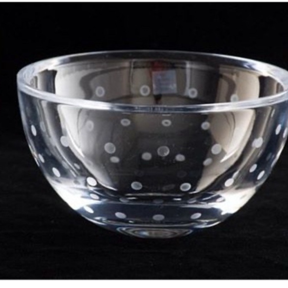 Clear Glass Bowl with White Polka Dots